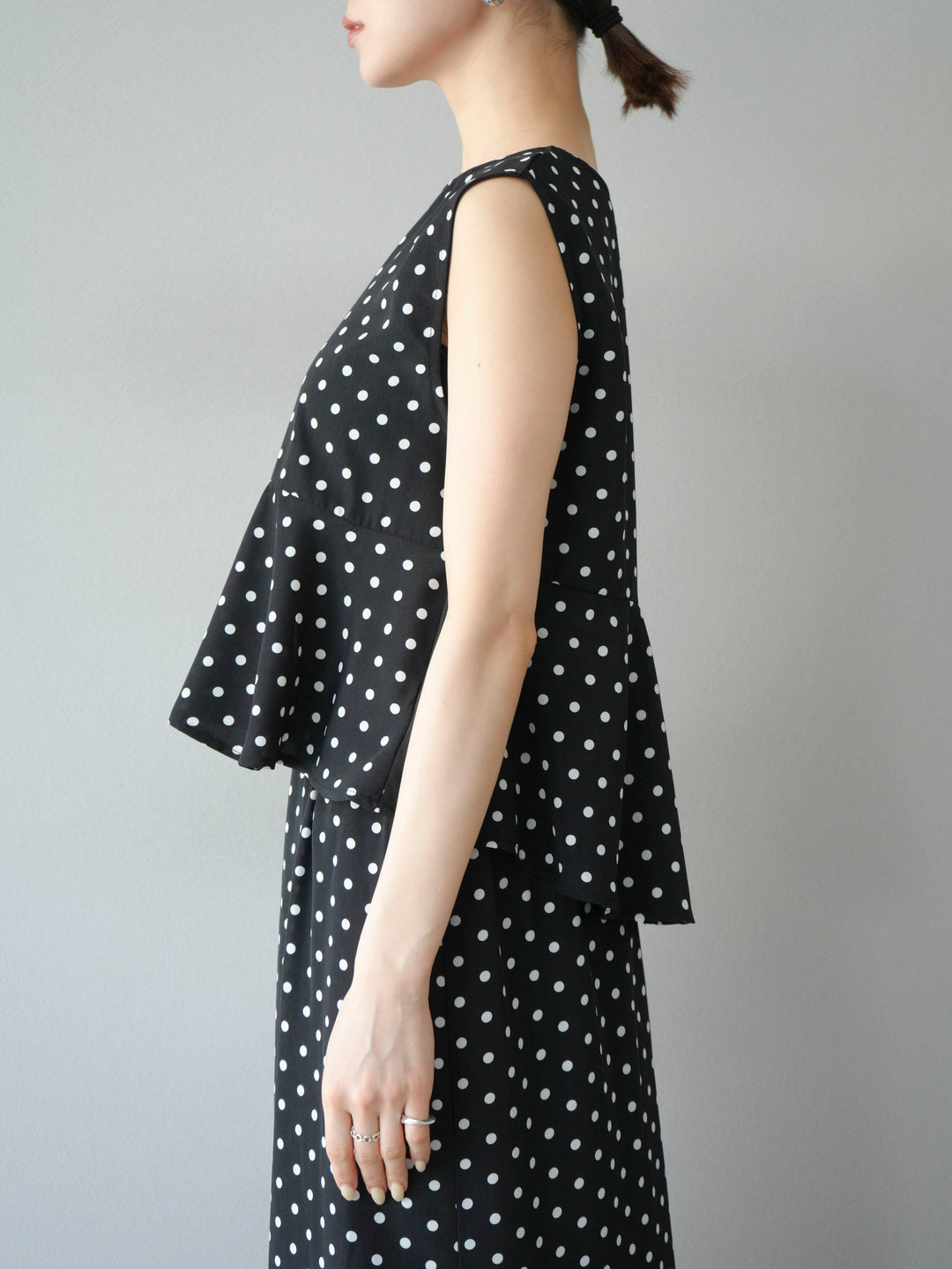 [予約]ドットぺプラムトップス/ブラック