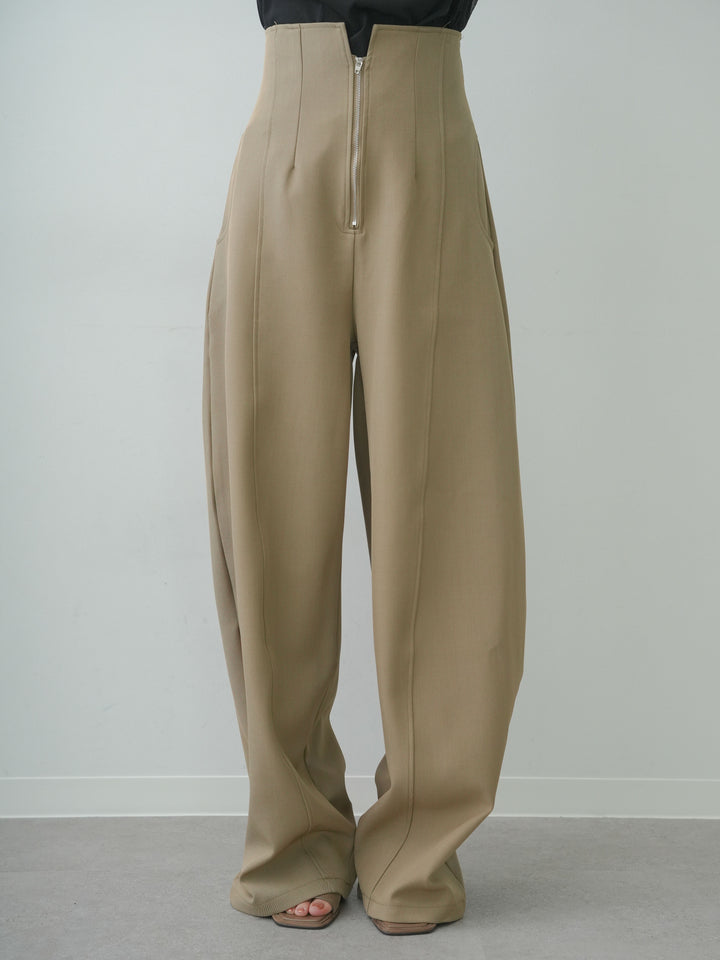 [予約]ハイウエストカーブレッグパンツ/beige