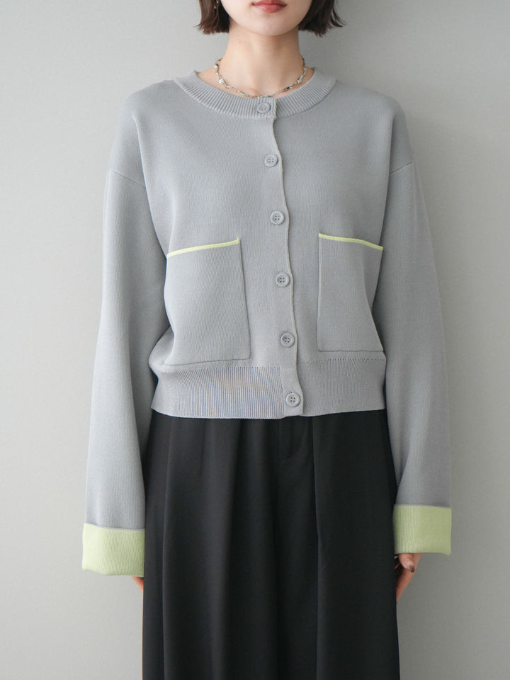 [予約]レーヨンポリダブルフェイスニットカーディガン/gray