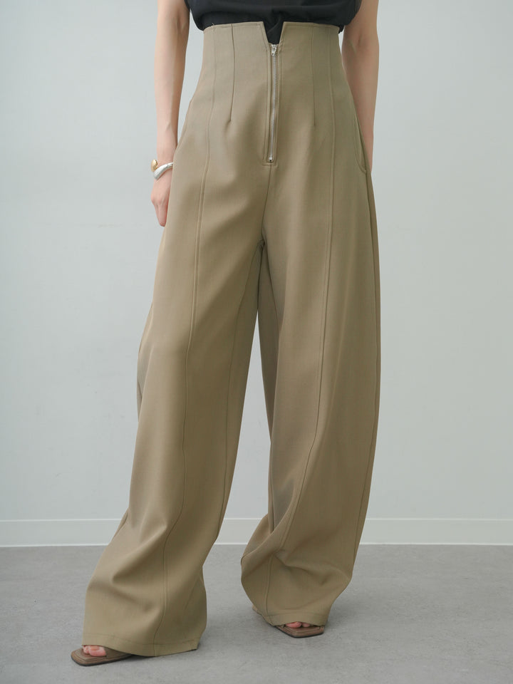 [予約]ハイウエストカーブレッグパンツ/beige