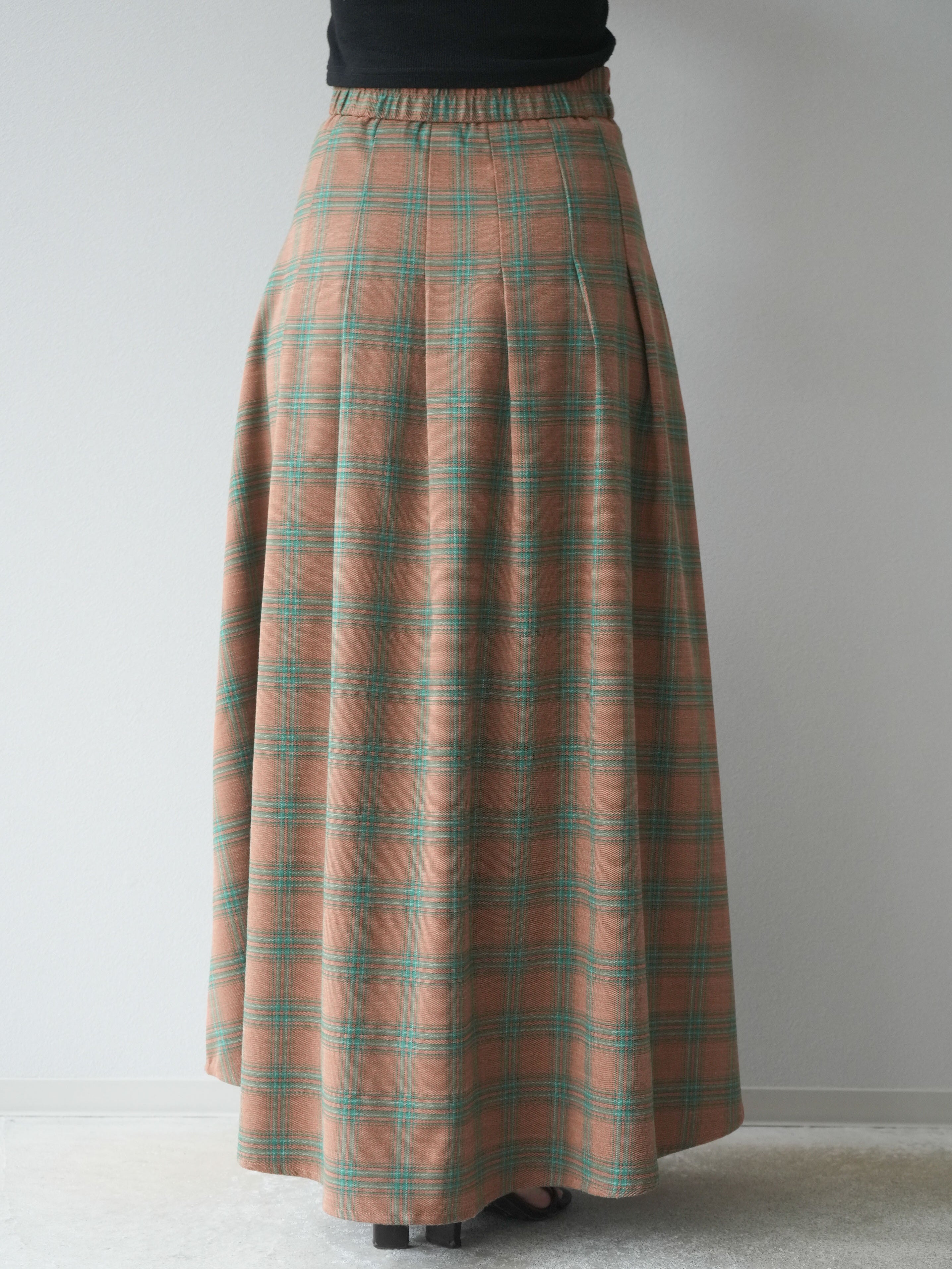 SET]チェック柄ベスト＆フロントスリットタックスカートSET UP(2set