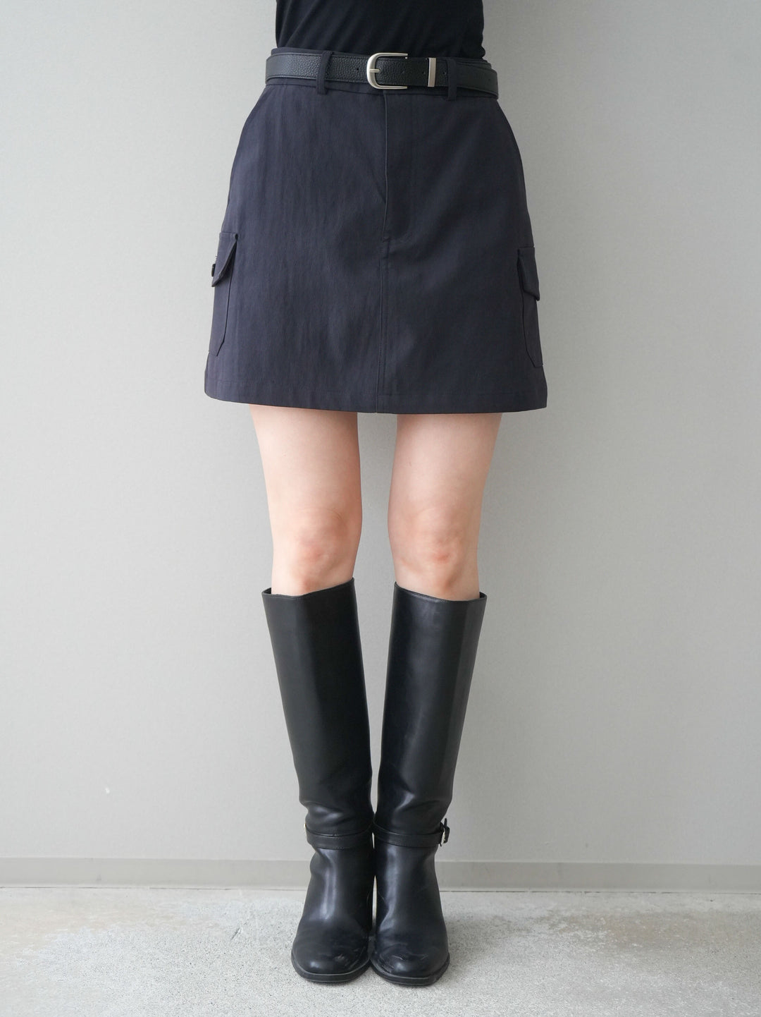 [予約]ベルト付カーゴミニスカート/black