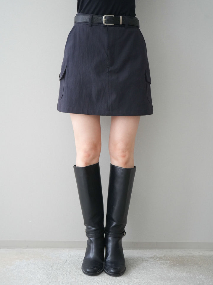[予約]ベルト付カーゴミニスカート/black
