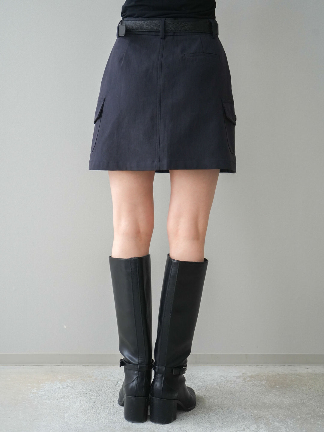 [予約]ベルト付カーゴミニスカート/black