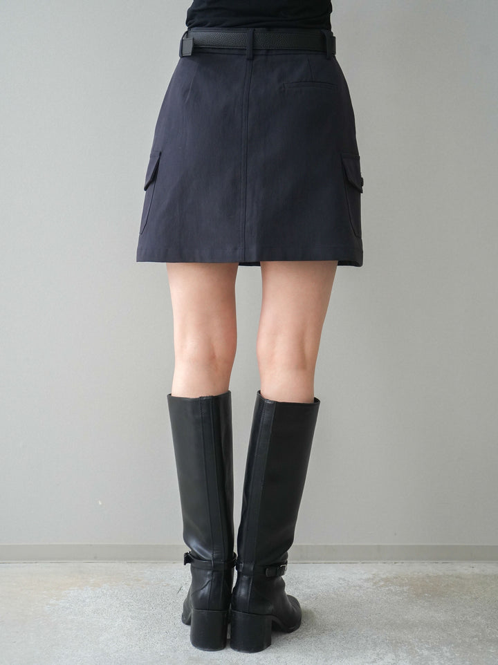 [予約]ベルト付カーゴミニスカート/black