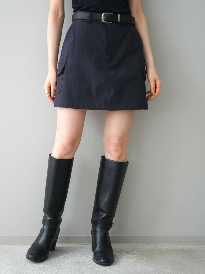[予約]ベルト付カーゴミニスカート/black