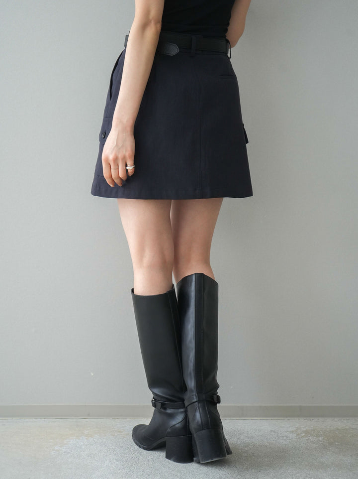 [予約]ベルト付カーゴミニスカート/black