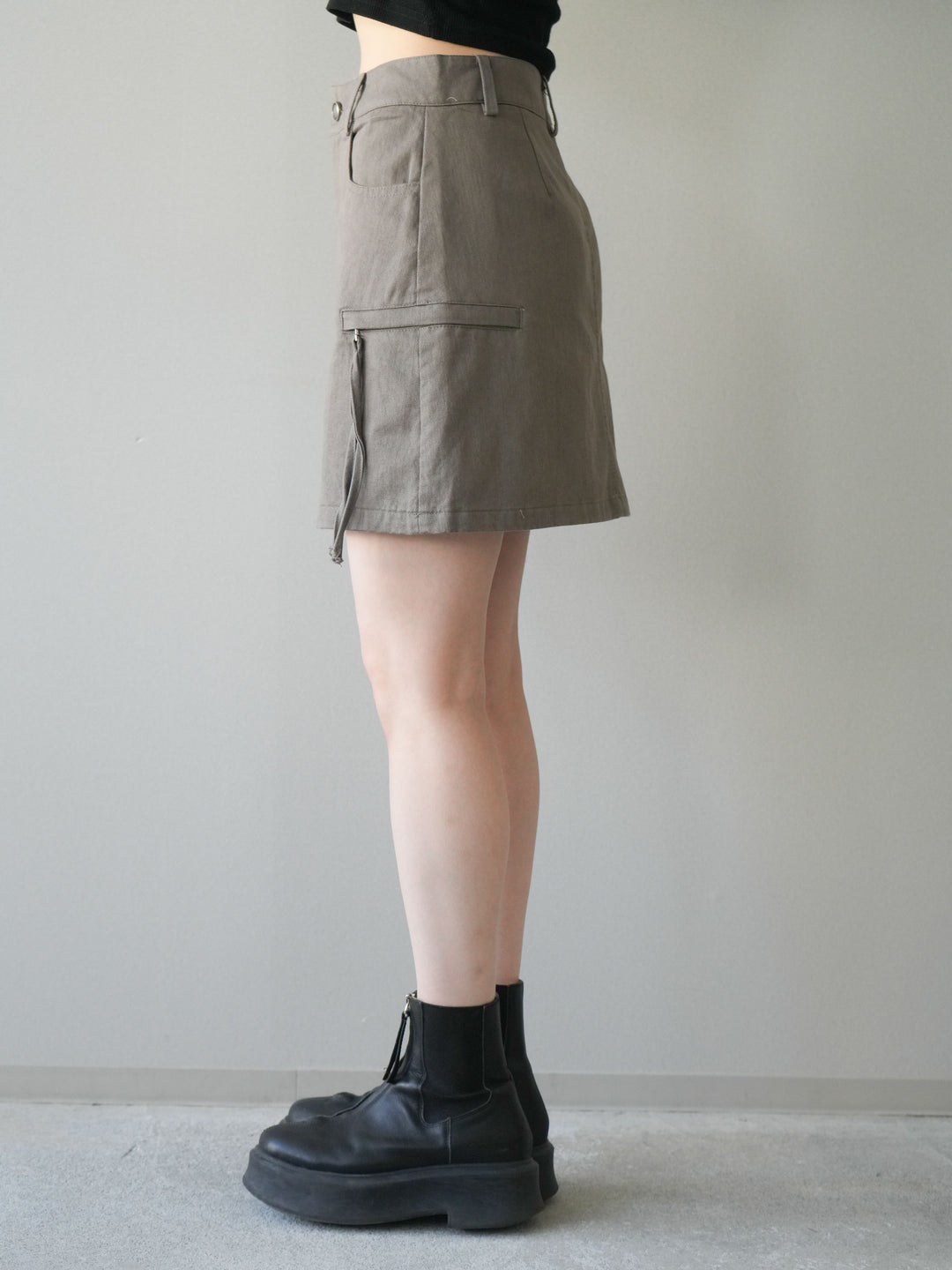 [予約]カーゴディテールミニスカート/khaki
