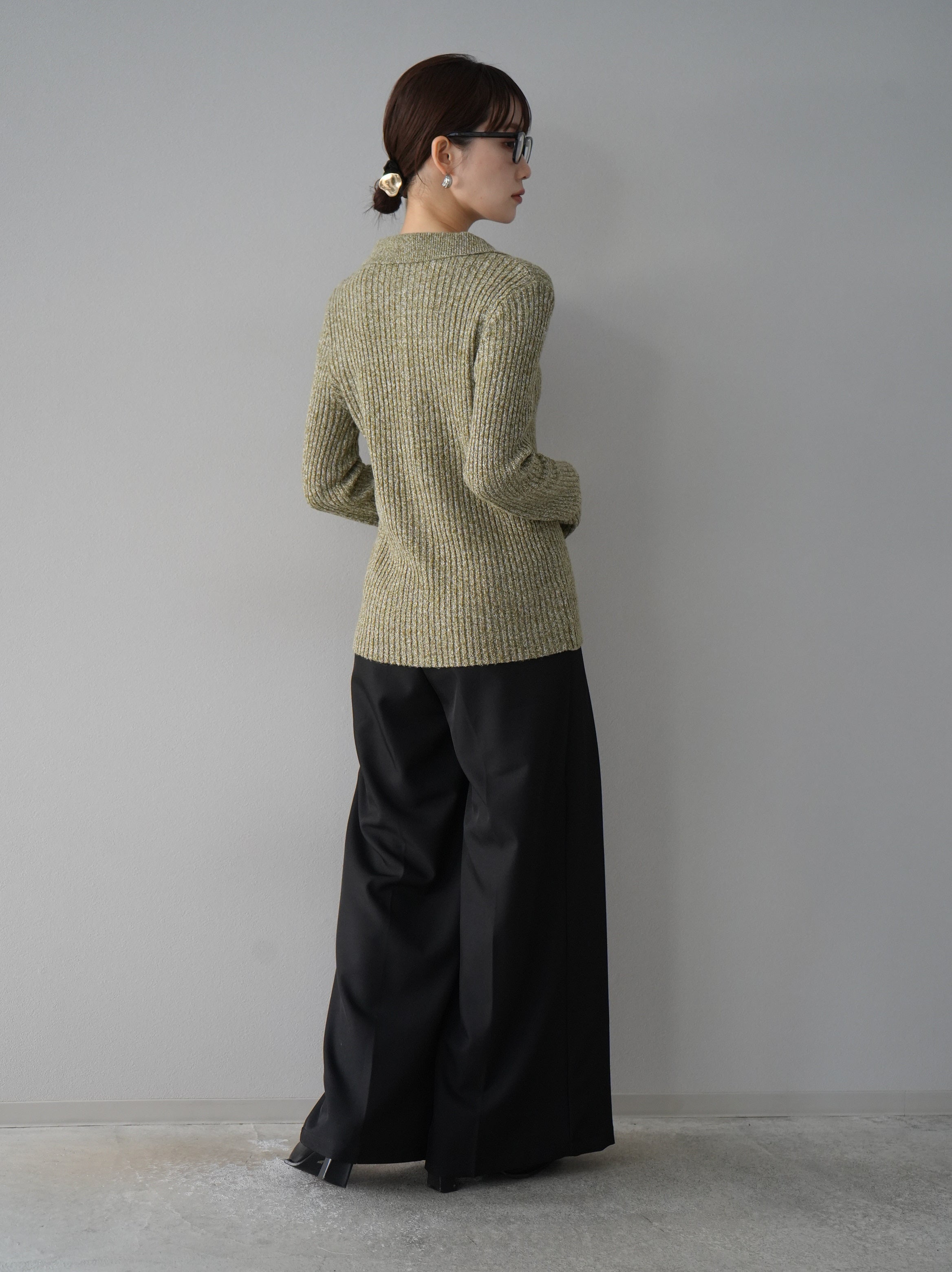 予約]ベルトデザインタックワイドパンツ/ブラック – Lumier