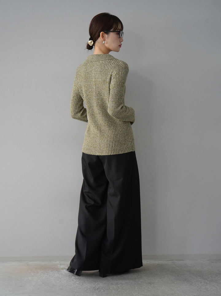 【預購】皮帶設計收口寬褲/黑