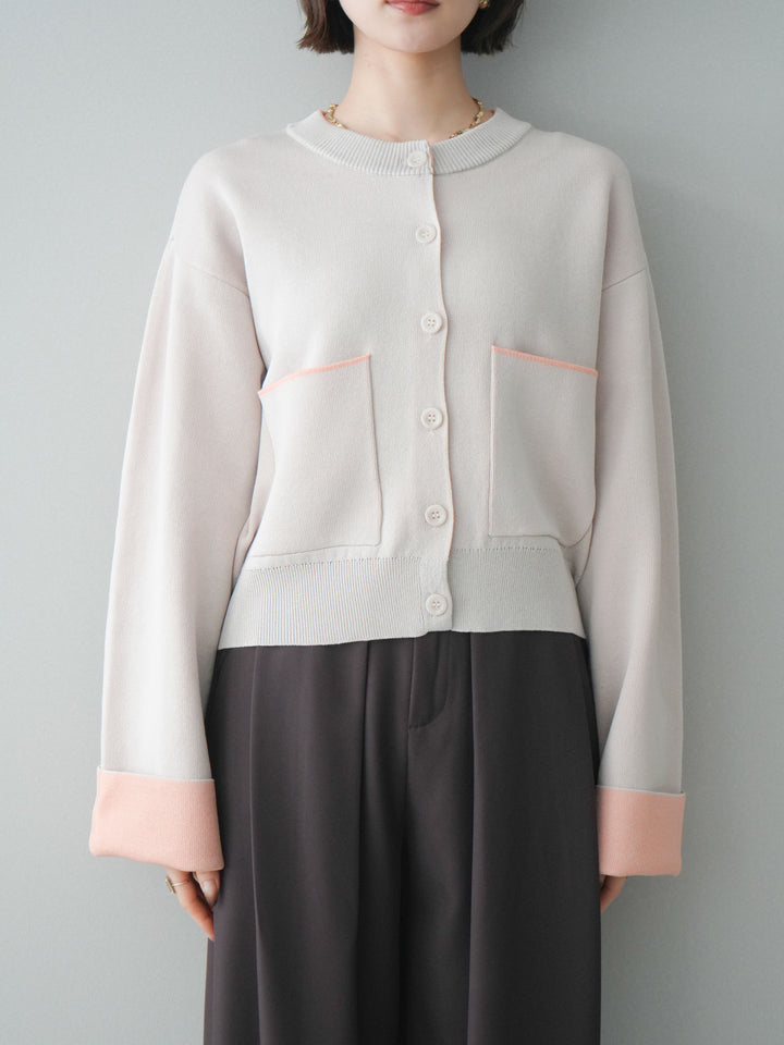 [予約]レーヨンポリダブルフェイスニットカーディガン/beige