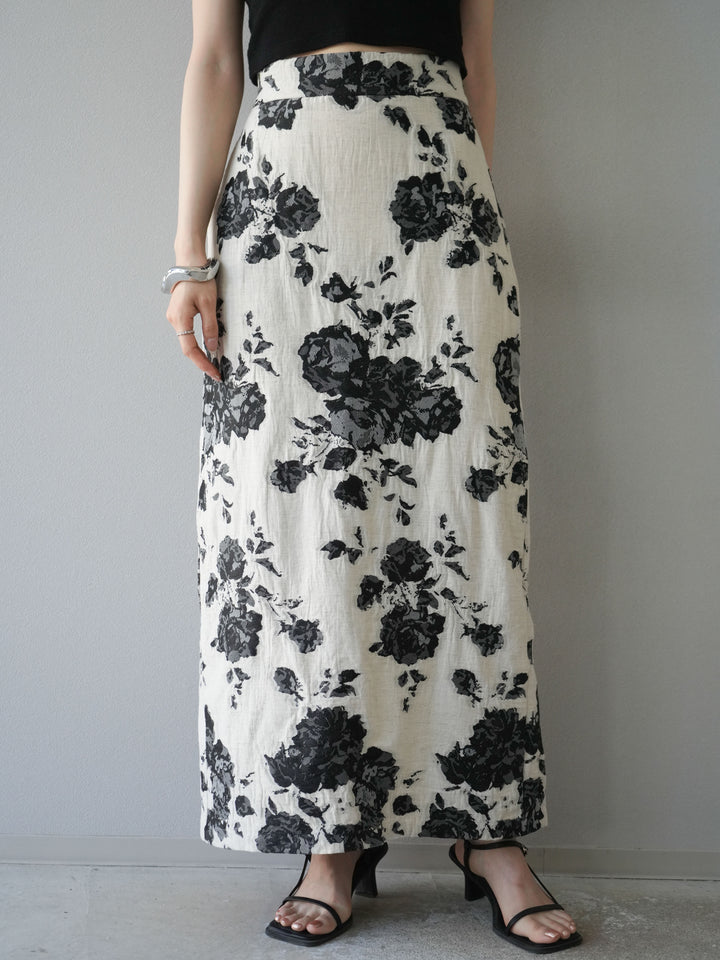 [予約]ジャガードIラインスカート/ブラック