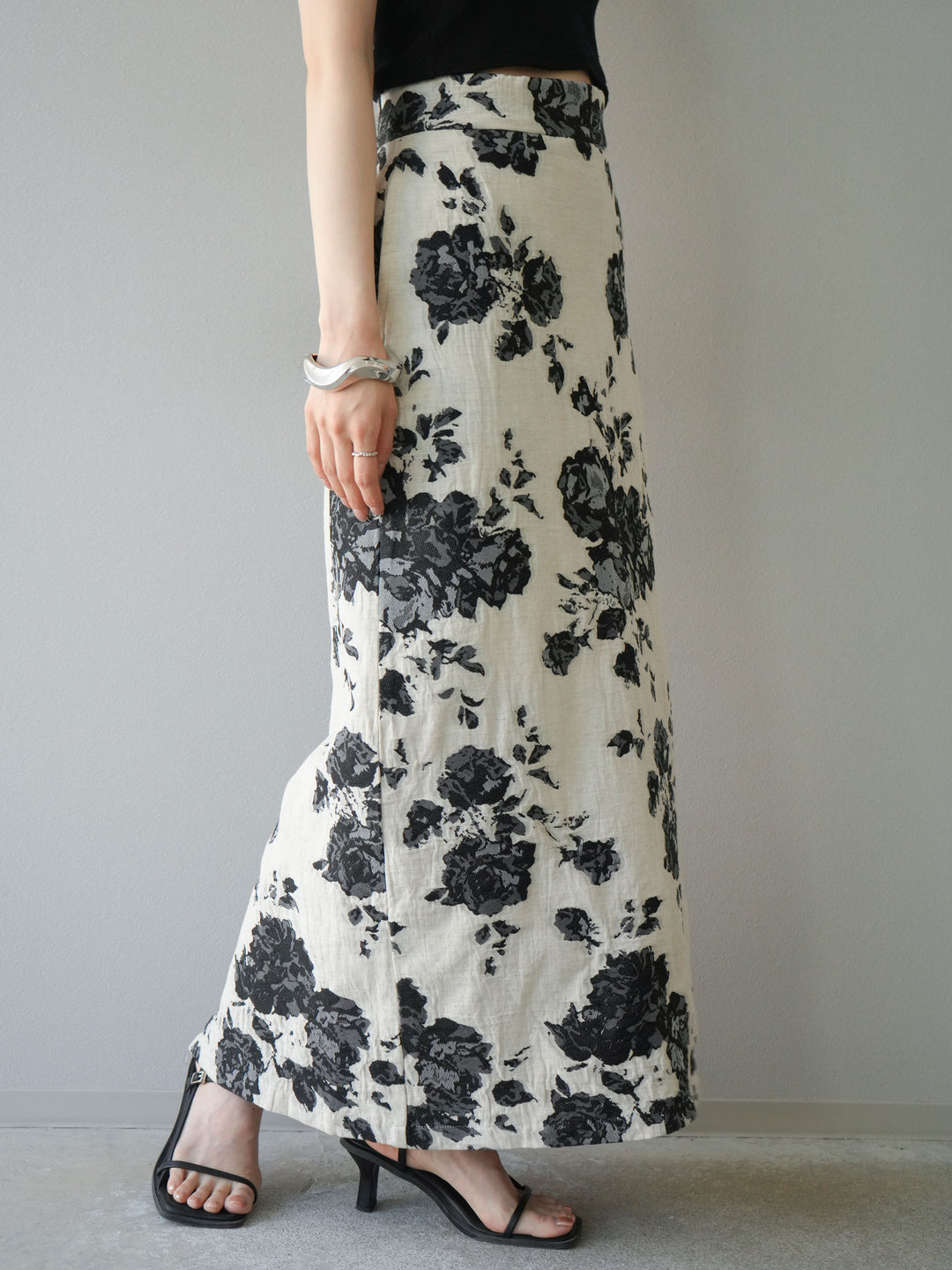 [予約]ジャガードIラインスカート/ブラック