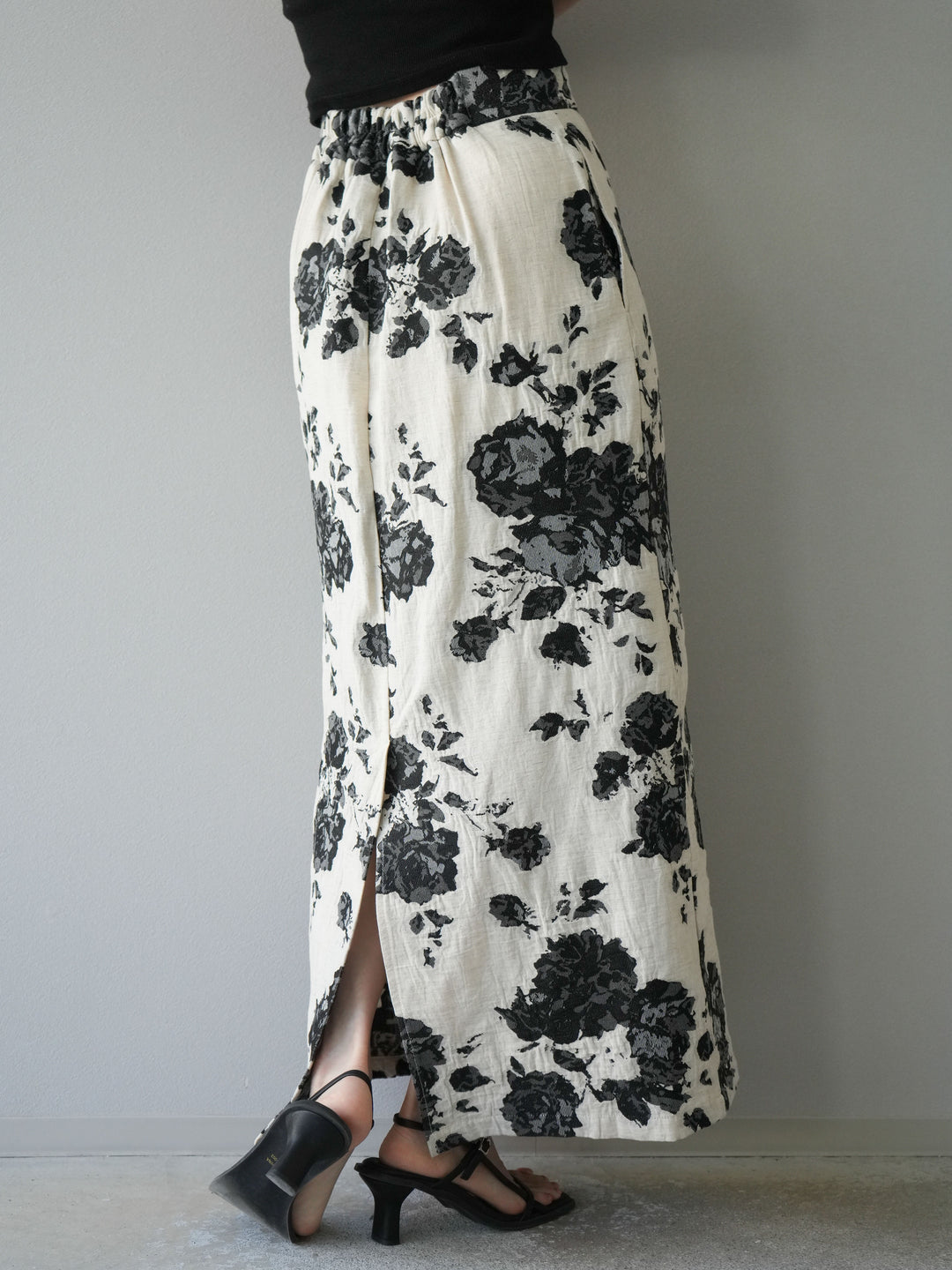 [予約]ジャガードIラインスカート/ブラック