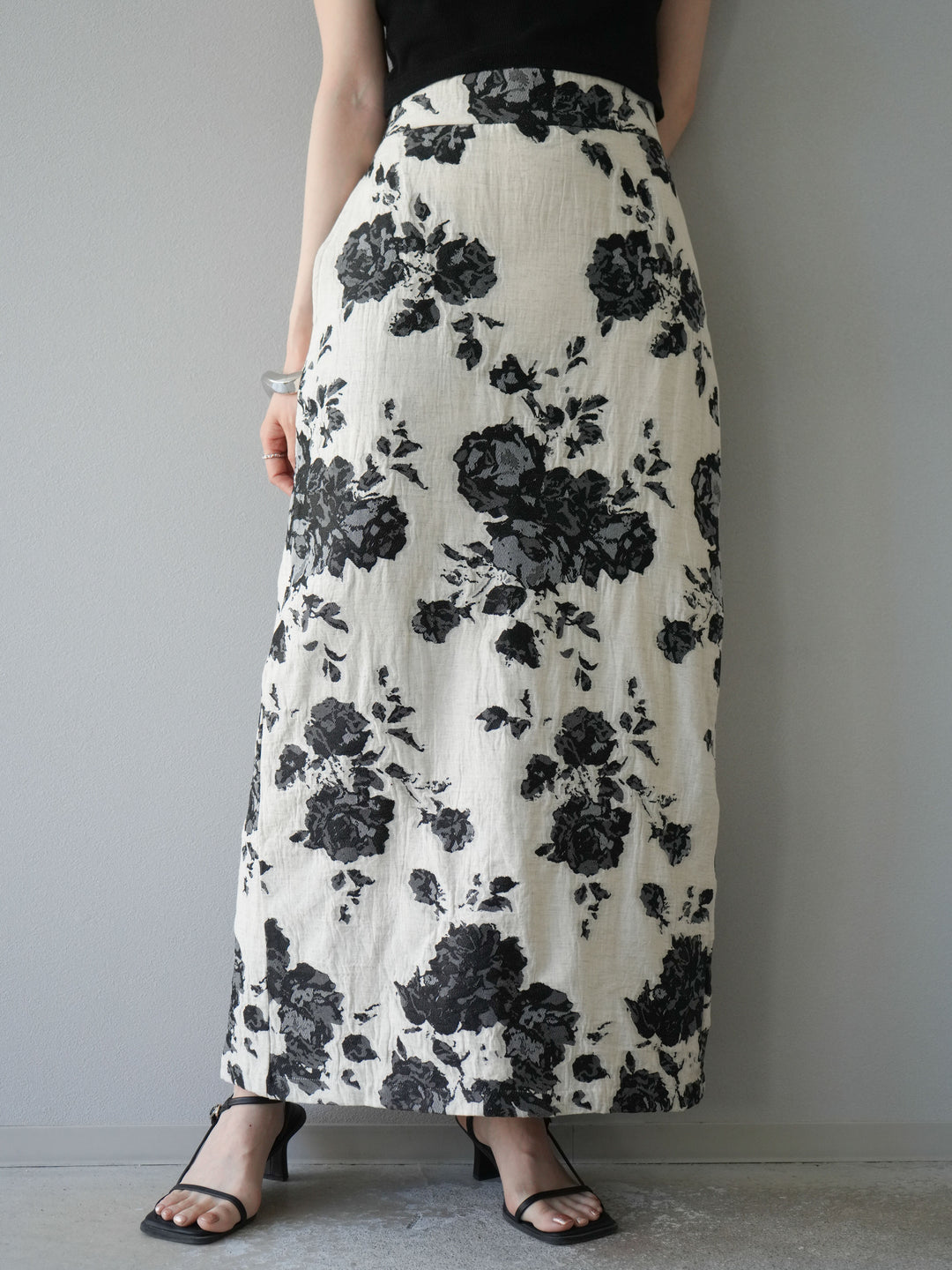 [予約]ジャガードIラインスカート/ブラック