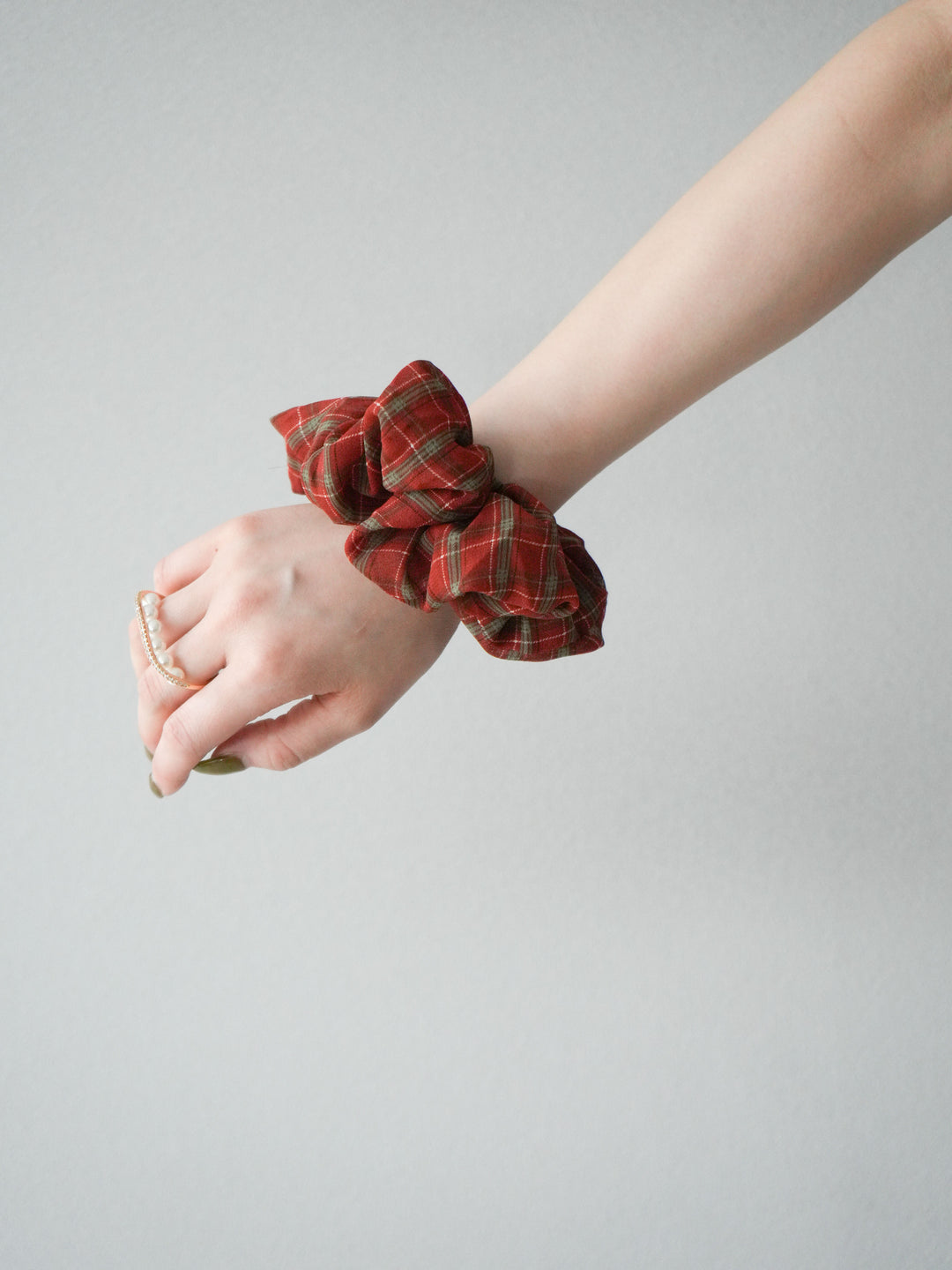 [予約]チェック柄ラッフルキャミソール/レッド