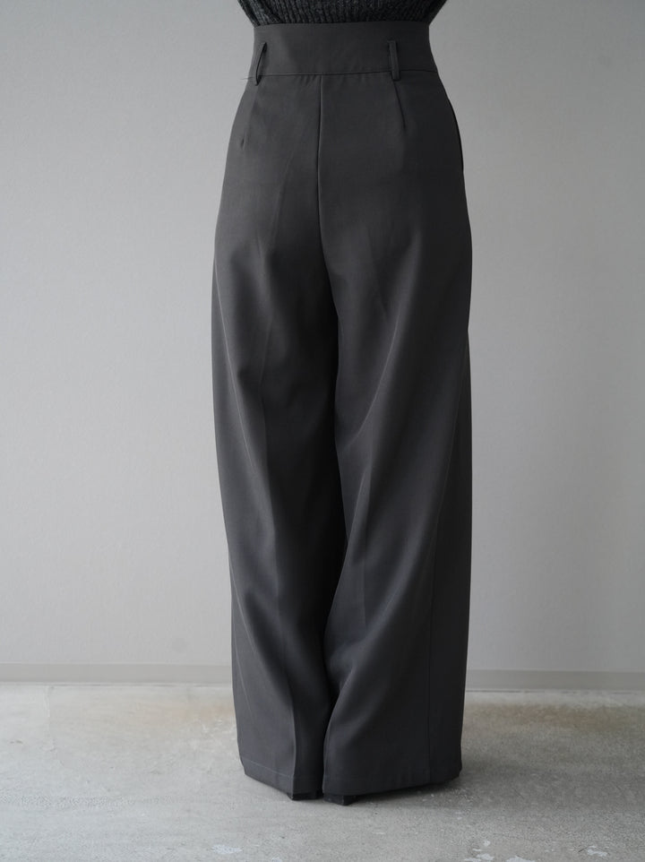 【預購】皮帶設計收腰寬褲/灰