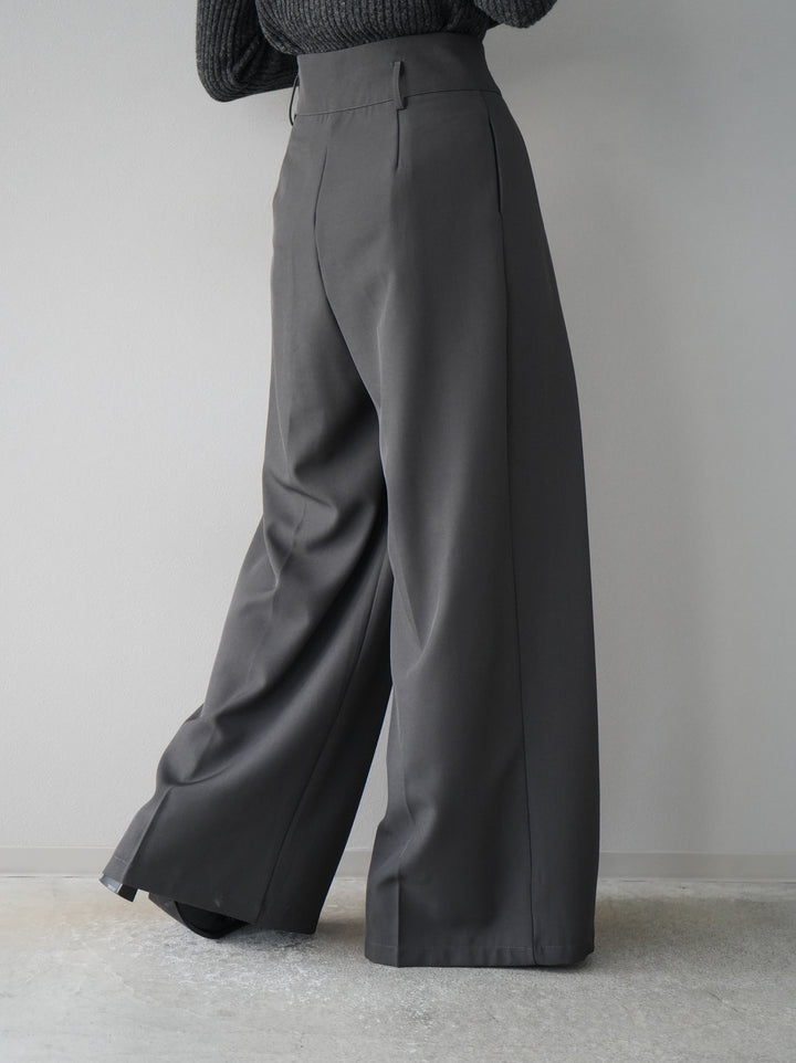 【預購】皮帶設計收腰寬褲/灰
