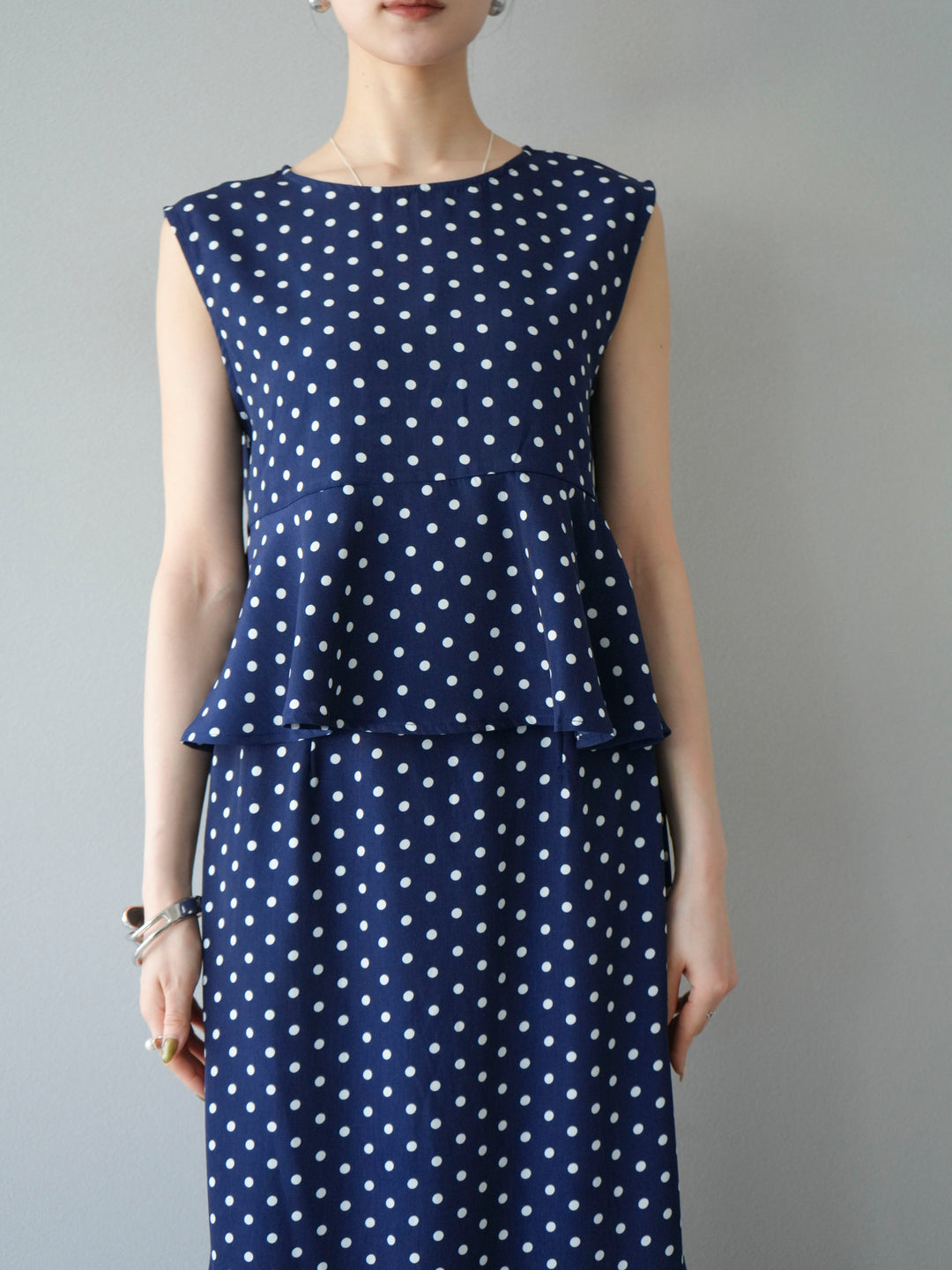 [予約]ドットぺプラムトップス/ネイビー