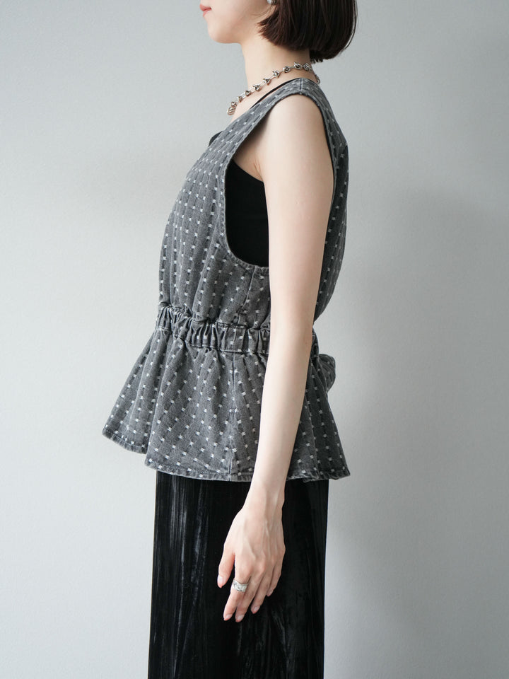 [予約]ジャガードデニム２WAYビスチェ/ブラック