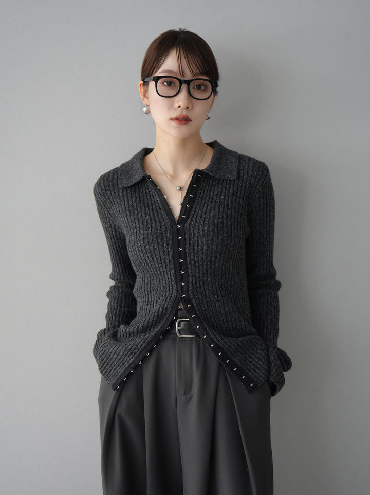 【預購】皮帶設計收腰寬褲/灰