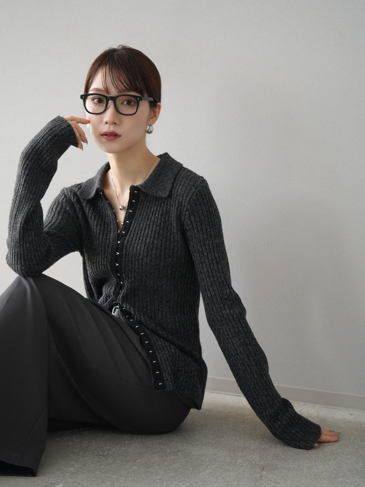 【預購】皮帶設計收腰寬褲/灰