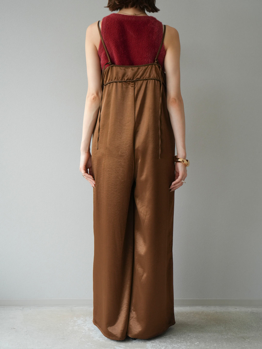 [予約]サテンビスチェオールインワン/ブラウン