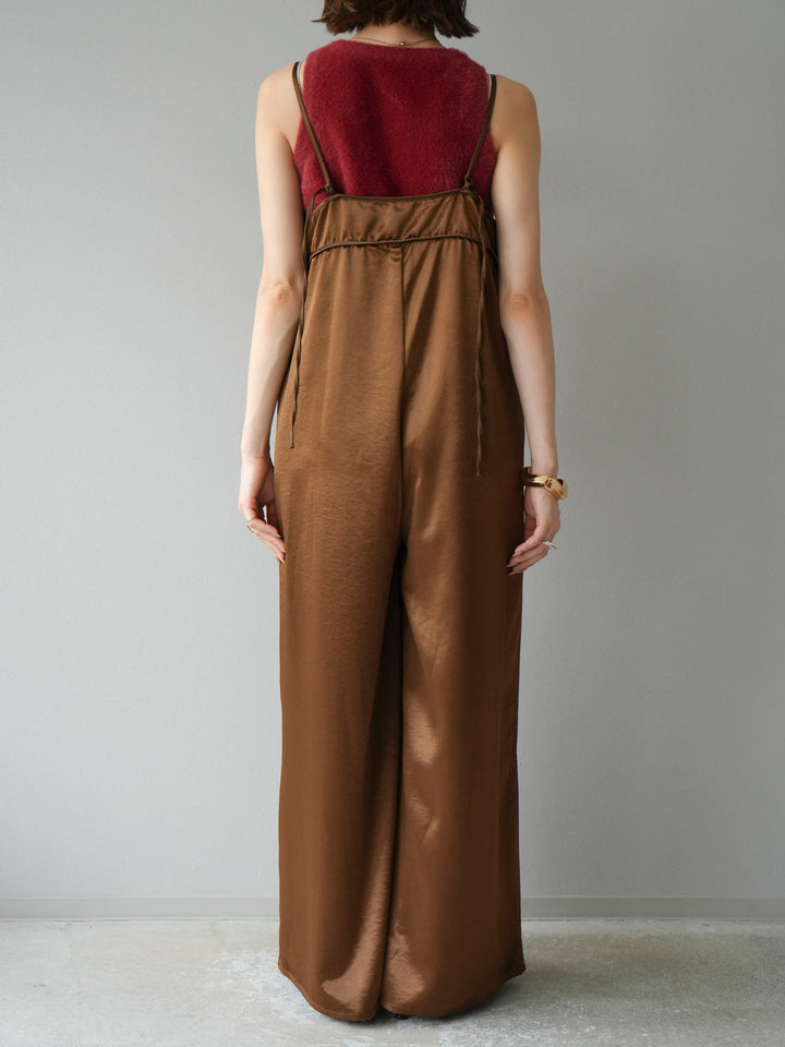 [予約]サテンビスチェオールインワン/ブラウン