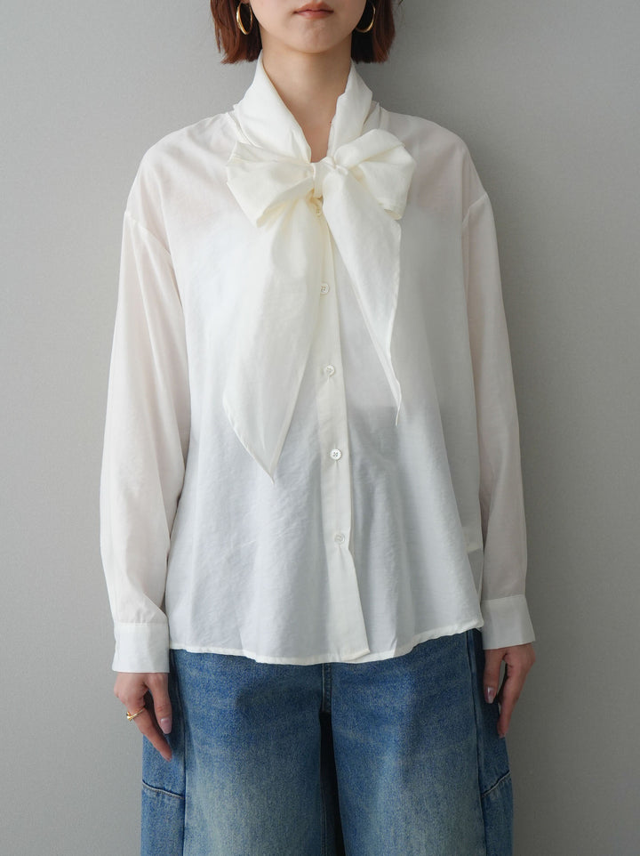 [予約]シアーボウタイブラウス/ivory