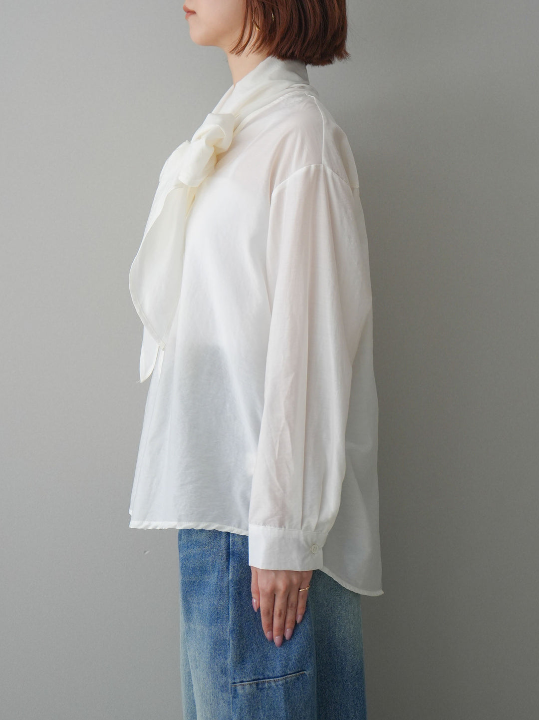 [予約]シアーボウタイブラウス/ivory