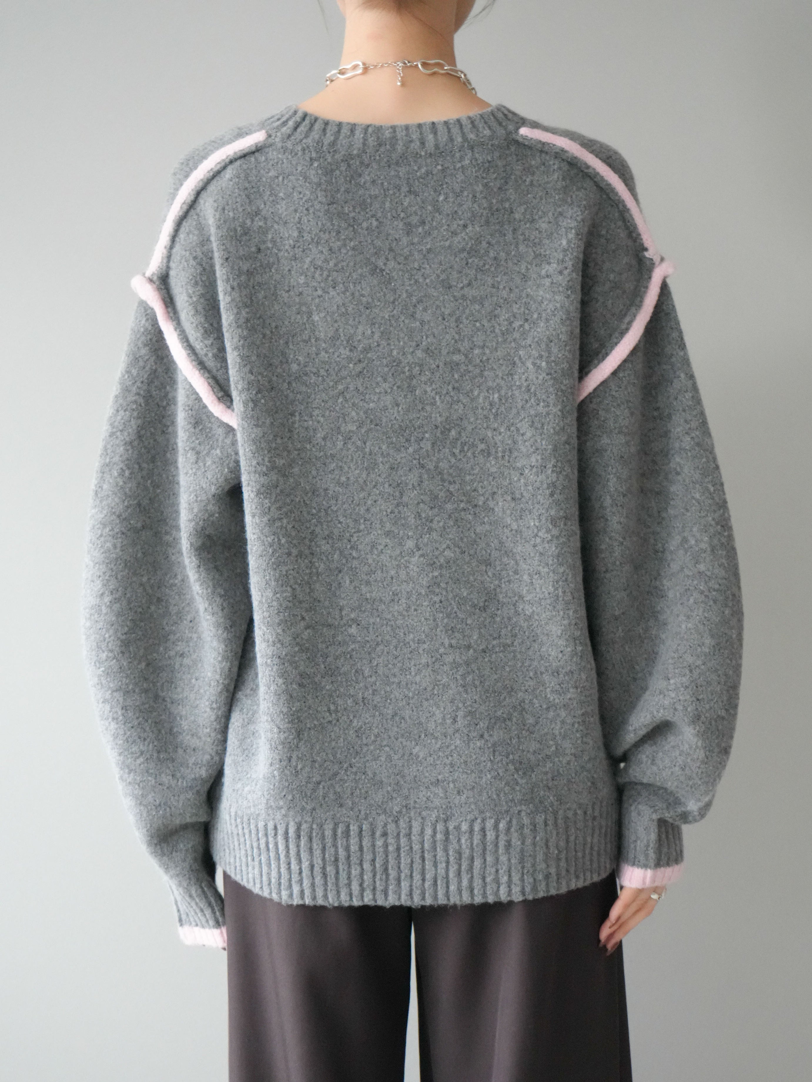 ENFOLD ニットパイピングP.O グレー　38 ENFOLD(エンフォルド)｜ニットパイピングP.O/プルオーバー/ブラック の