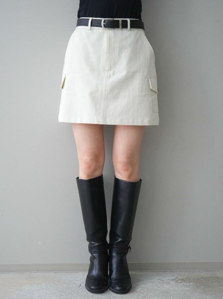 [予約]ベルト付カーゴミニスカート/white