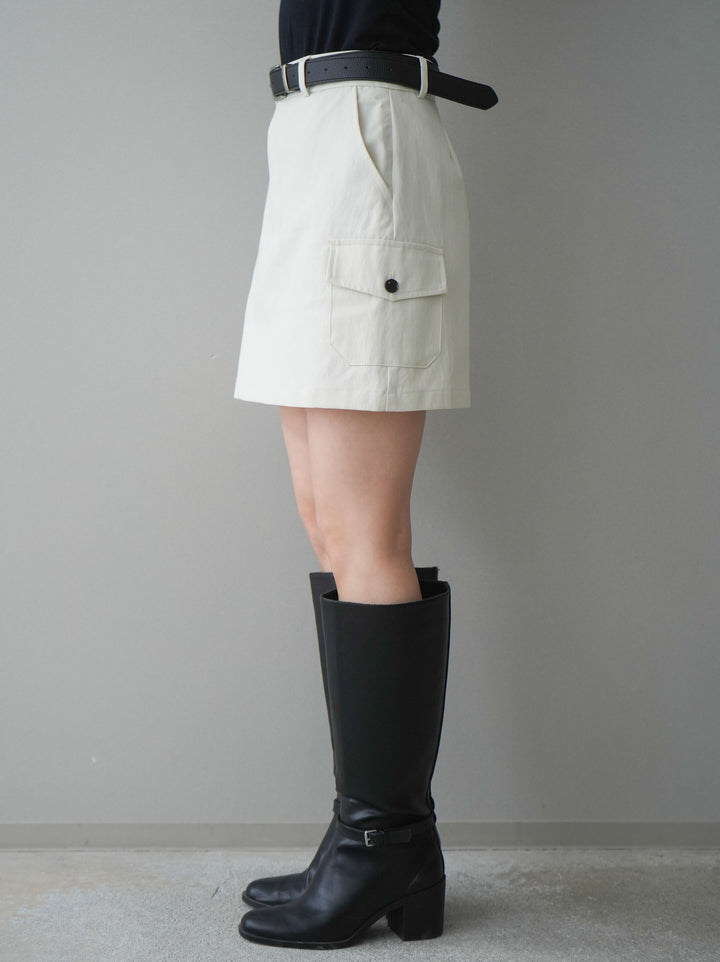 [予約]ベルト付カーゴミニスカート/white
