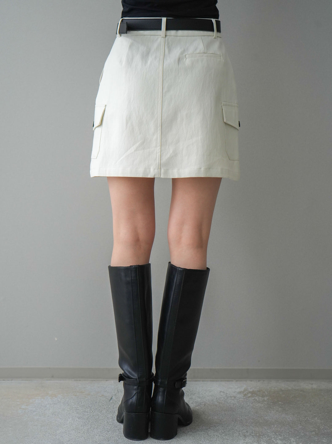 [予約]ベルト付カーゴミニスカート/white