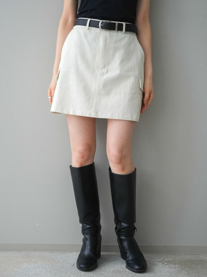 [予約]ベルト付カーゴミニスカート/white