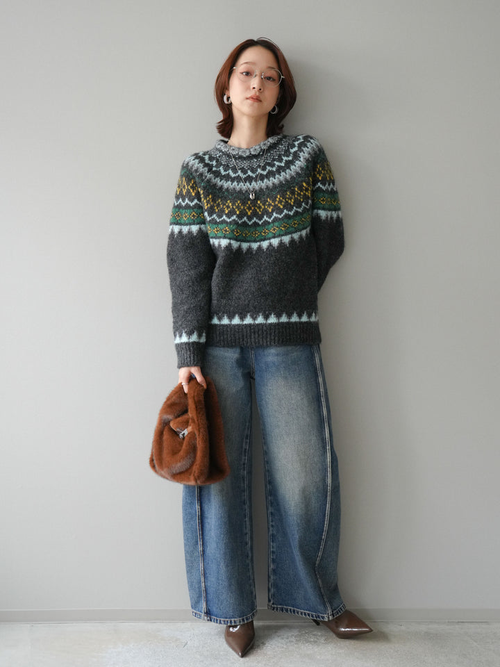 [予約]サイド切替カーブデニムパンツ/blue