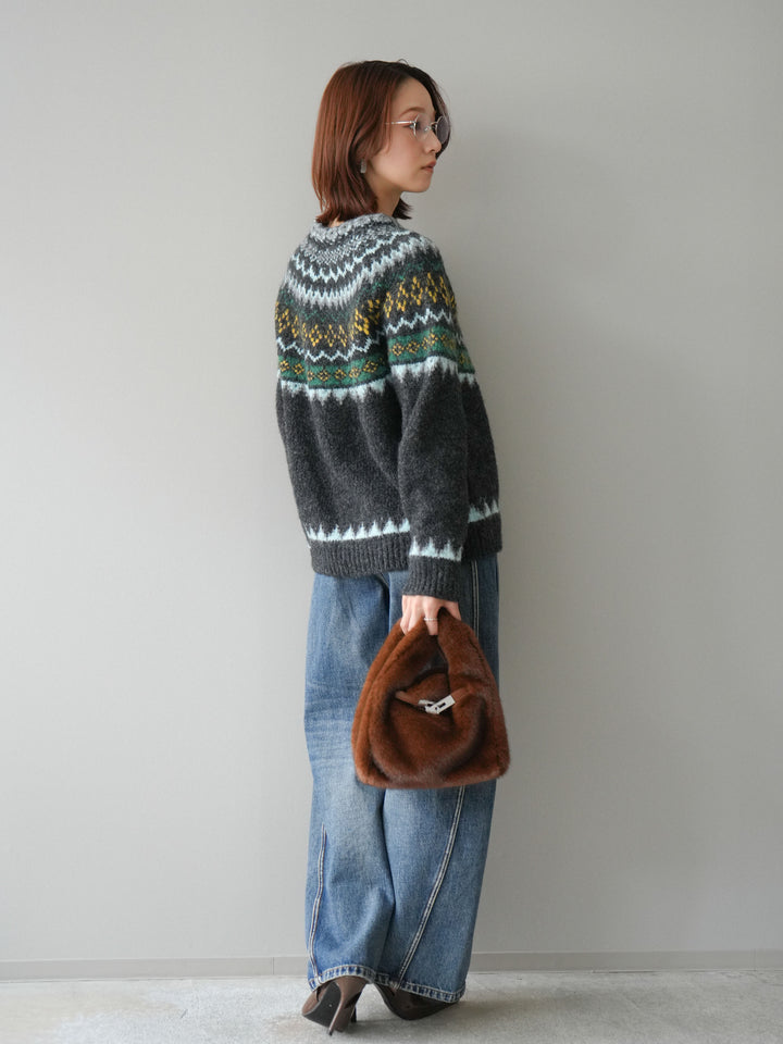 [予約]サイド切替カーブデニムパンツ/blue