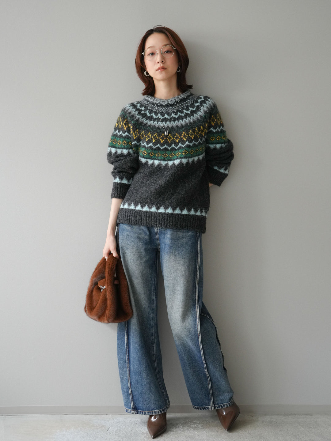 [予約]サイド切替カーブデニムパンツ/blue