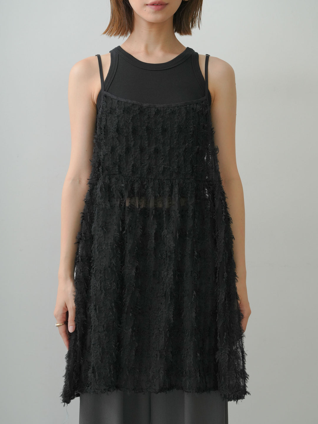 [予約]フェザージャガードキャミチュニック/black