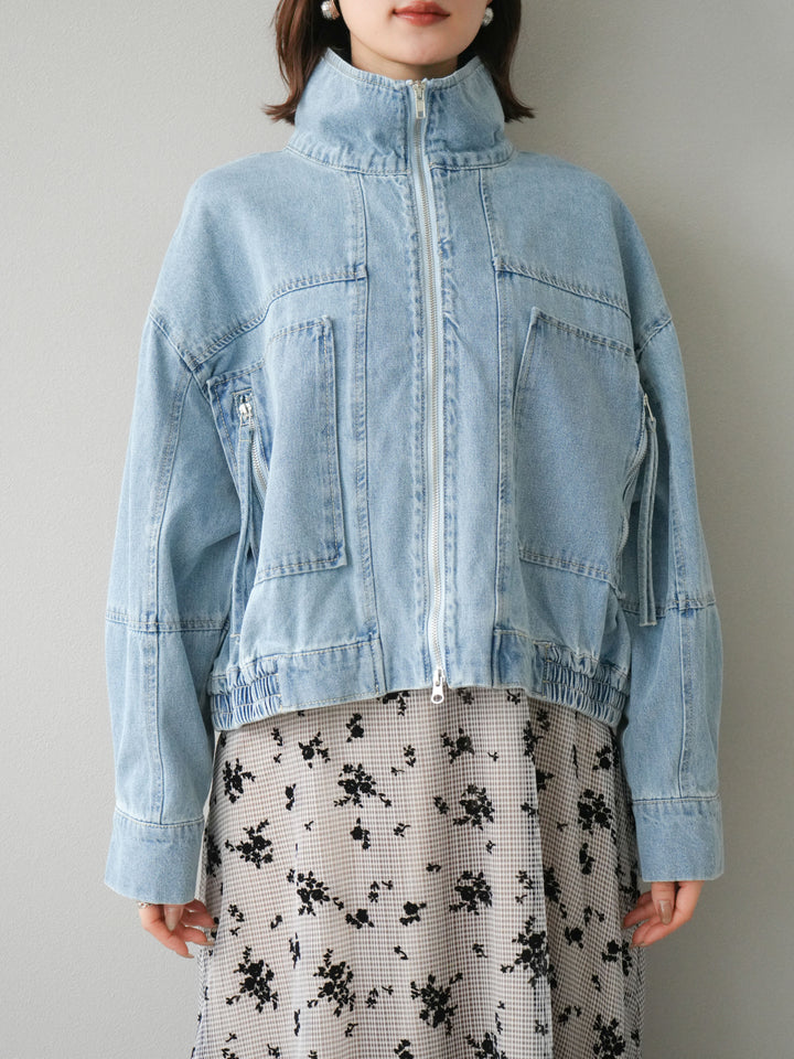 [予約]ZIPポケットデニムショートブルゾン/ブリーチ