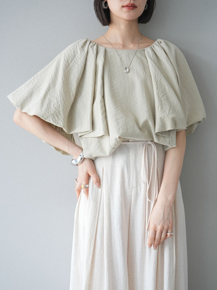 [套裝] 燈籠袖褶襉設計襯衫 + 可選配件套裝（2 套）