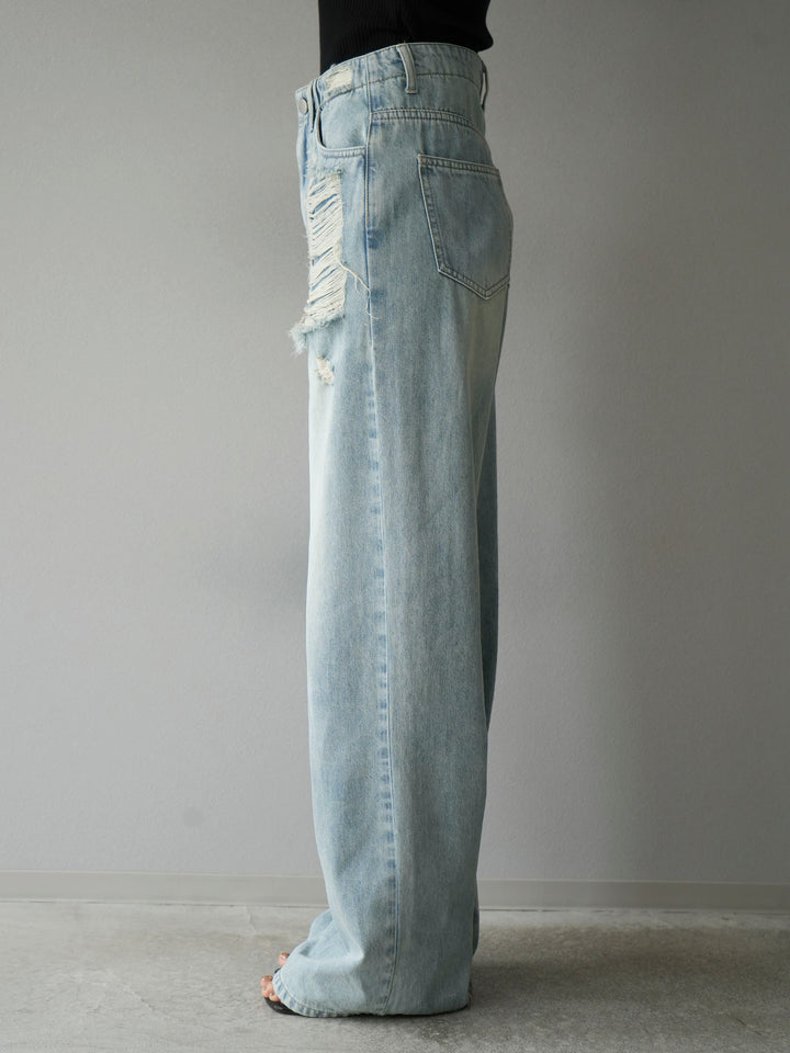 [Pre-order] Distressed Wide Denim/Light Blue