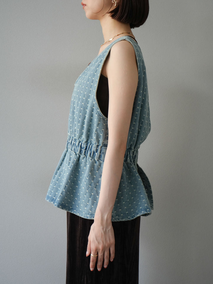 [予約]ジャガードデニム２WAYビスチェ/ライトブルー