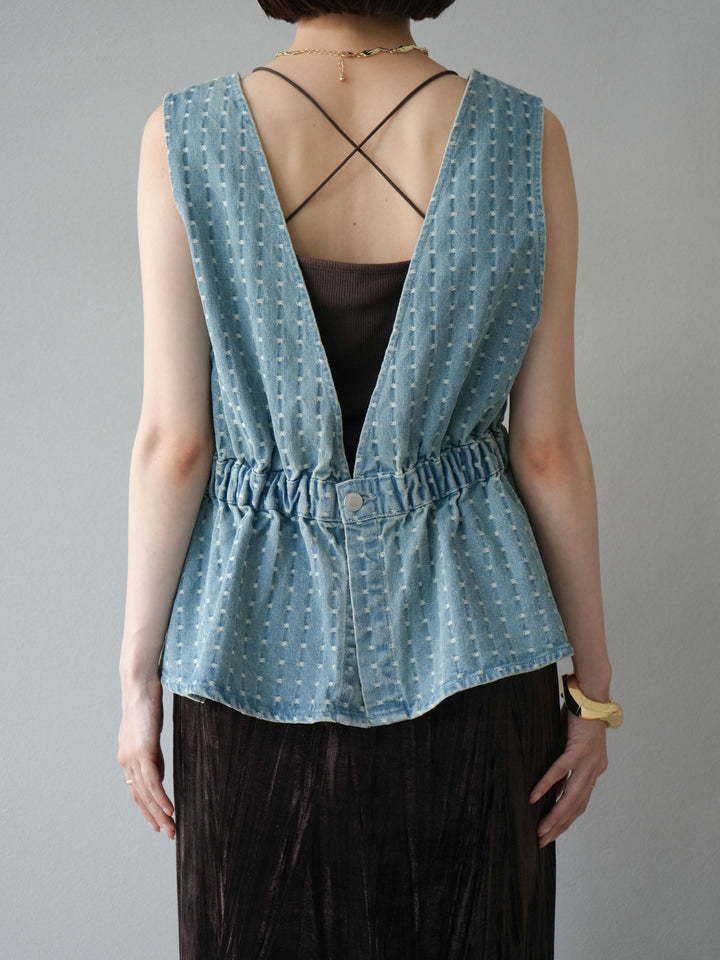[予約]ジャガードデニム２WAYビスチェ/ライトブルー