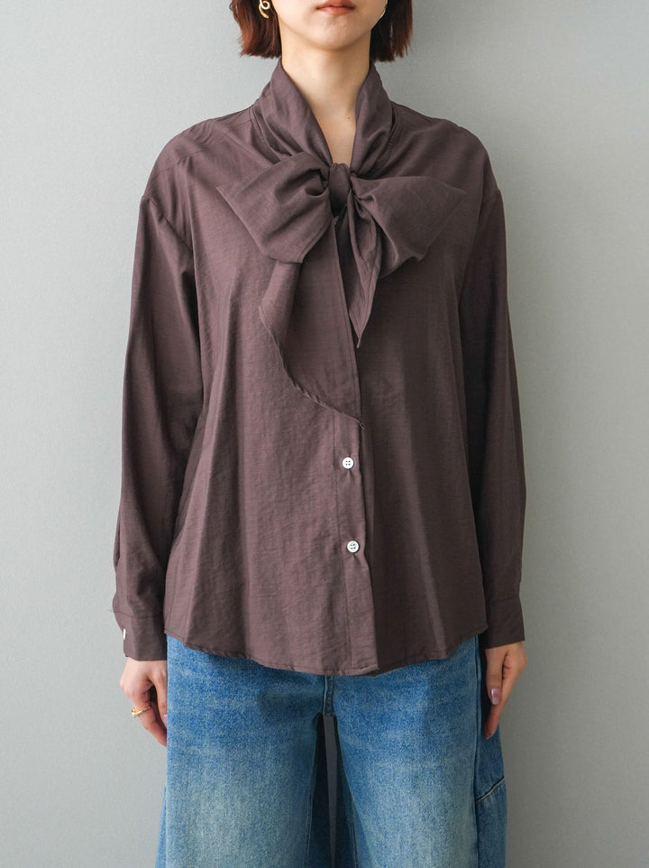 [予約]シアーボウタイブラウス/brown