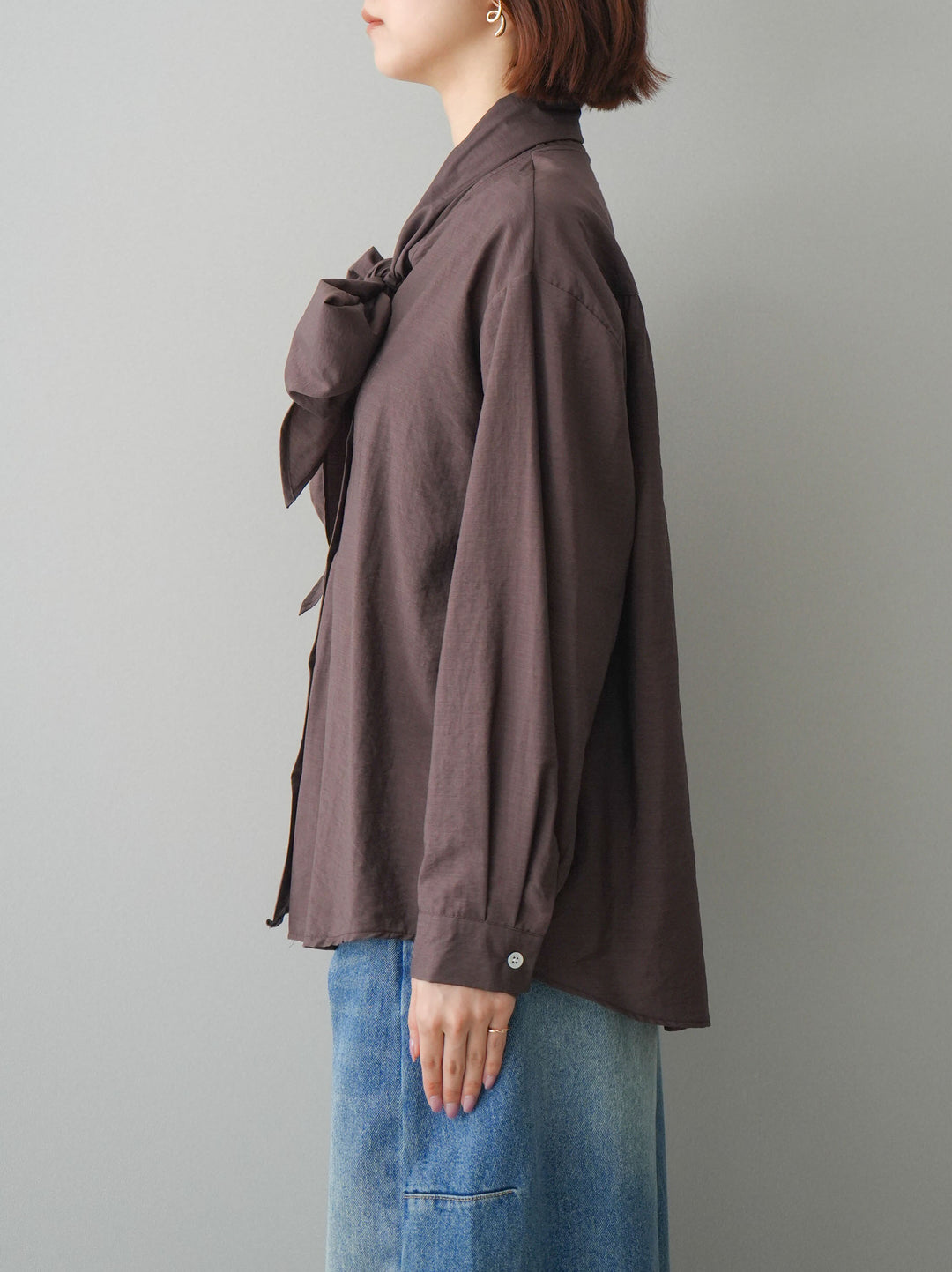 [予約]シアーボウタイブラウス/brown