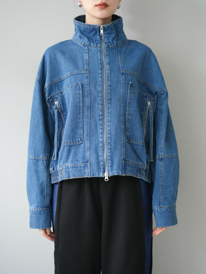 [予約]ZIPポケットデニムショートブルゾン/ブルー