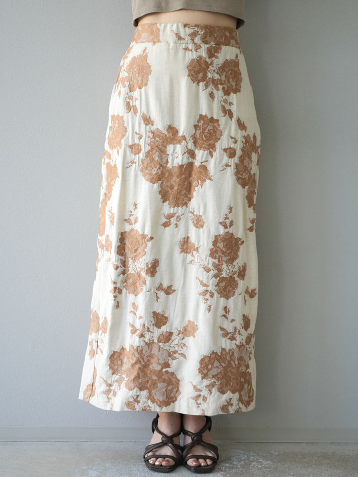 [予約]ジャガードIラインスカート/ベージュ