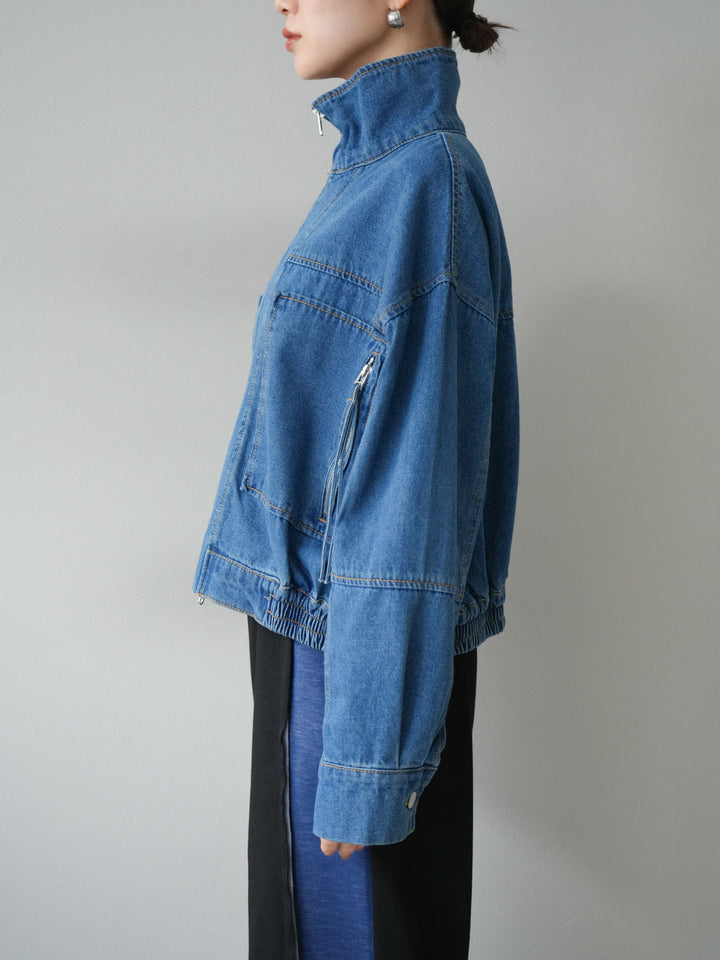 [予約]ZIPポケットデニムショートブルゾン/ブルー