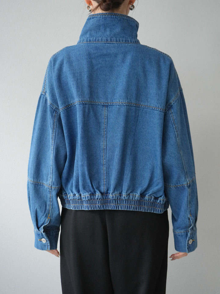[予約]ZIPポケットデニムショートブルゾン/ブルー